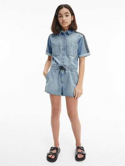 Calvin Klein Ruhák HU110714 | Calvin Klein Denim Lány Playsuit Világos Kék